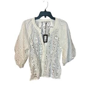 Joe’s “The Broderie Top” White Eyelet Cotton Blouse – Women’s Medium (M)